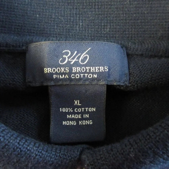 Brooks Brothers 346 Mens Polo Shirt Knit Pima Cotton XL Navy Blue Old Money 354 - Picture 3 of 10
